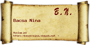 Bacsa Nina névjegykártya
